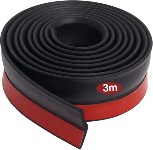 Burlete para Puerta de Garaje, Sello de Goma Universal para Sellado Inferior, Aislamiento Antirruido, Antipolvo, Antiviento y Ahorro Energético, Fácil Instalación(3 m)