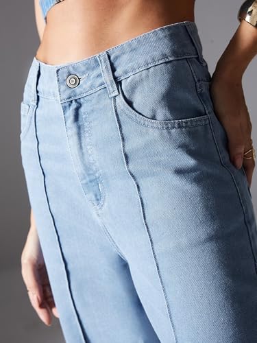 Image of Miss Chase Women's Wide-Leg High-Rise Regular-Length Stretchable Shaping Denim Jeans