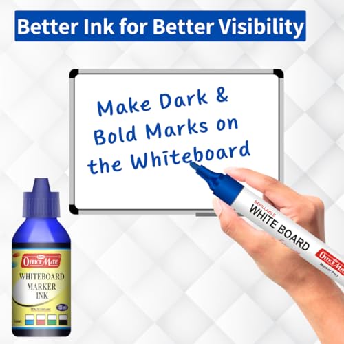 Image of Soni Officemate Whiteboard Marker Ink - 100ml | Pack of 4 (Blue) | Bright, Smooth & Long-Lasting Ink | Easy Wipe, Eco-Friendly