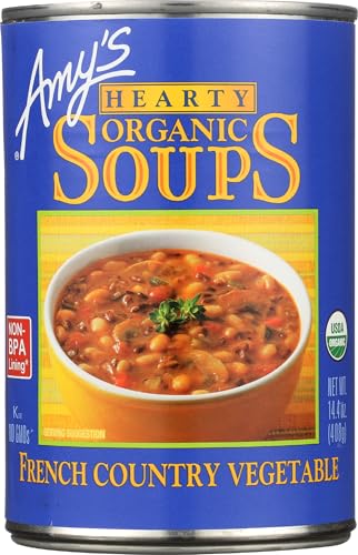 Amy’s Soup, Vegan Hearty French Country Vegetable Soup, Gluten Free, Made With Organic Rice, Vegetables and Herbs, Canned Soup, 14.4 Oz