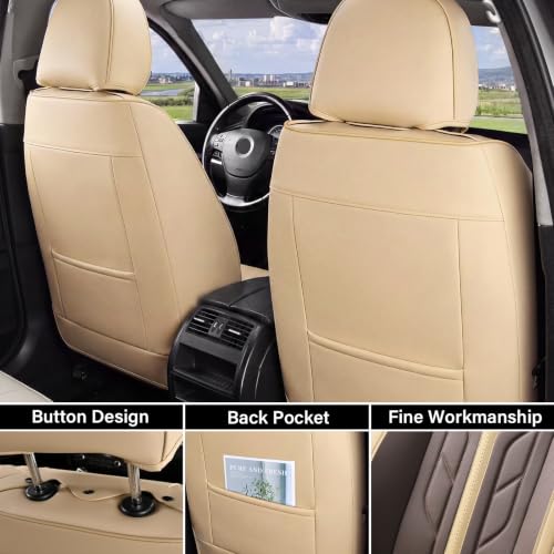 Image of Coverado Seat Covers, Car Seat Covers Front Seats, Leather Seat Covers for Cars, Automotive Seat Covers Car Seat Protector Car Seat Cushion Universal Fit for Most Sedan SUV Pick-up Truck(Beige&Coffee)