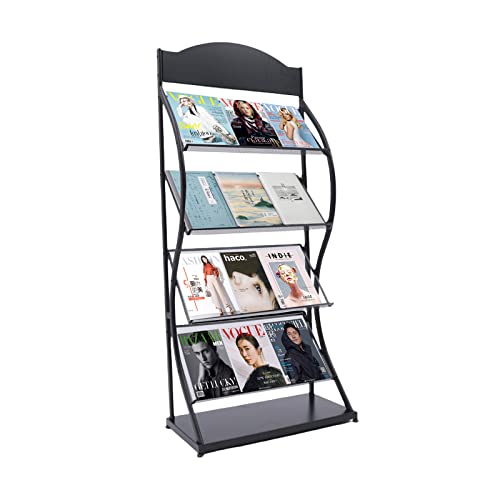Estante de exhibición de folletos y revistas para almacenamiento de suelo