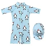 Aivtalk Toddler Baby Boys Swim Outfit Cute Penguin Pattern Soft Beach Swimsuit Blue 9-12M