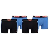 PUMA Herren Boxershorts, Statement Boxer, 4er Pack (XL, Blue / orange)