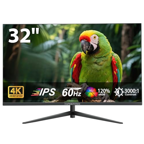Image of 32 Inch 4K UHD Monitor, 3840 x 2160 Fast IPS Computer Monitor, 3000:1 Contrast, sRGB 120%, Blue Light Filter, Free-Sync, Zero Frame Screen With HDMI, DisplayPort for Home and Office, VESA(100x100mm)