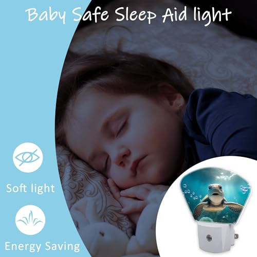 Image of Night Light Green Turtle Plug-in LED Dusk-to-Dawn Sensor Soft Night Lamp,Suitable for Home Bedroom Bathroom Hallway Stairs