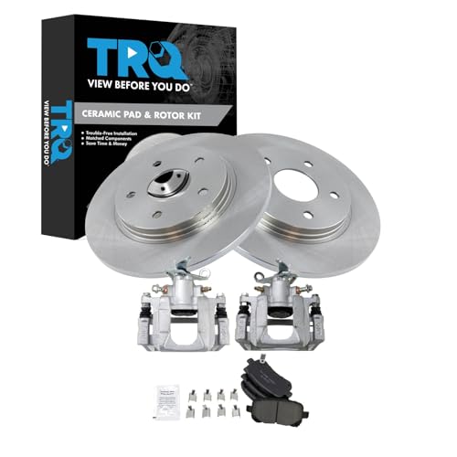 Image of TRQ Rear Brake Pad and Rotor Set Ceramic Rotors Calipers