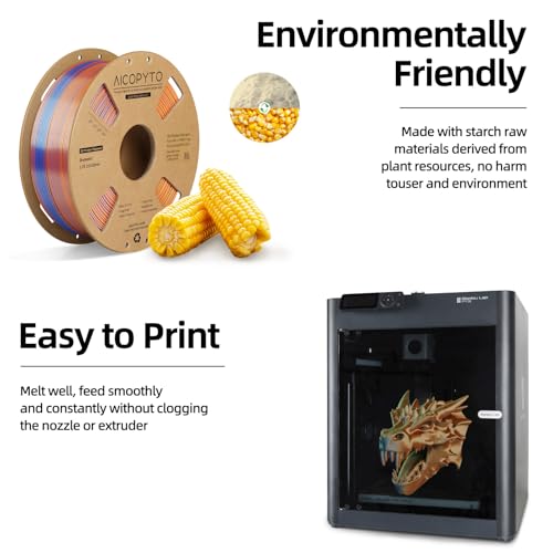 Image of Silk Tricolor PLA Filament 1.75mm, 3D Printer 3-in-1 Multicolor PLA Filament, Dimensional Accuracy + /-0.02mm 1KG Spool (2.2 lbs), Shiny Silk Texture, Triple Color Silk PLA Filament (Blue Green Orange)