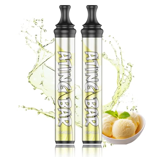 【公式】エーティングバー 持ち運びシーシャ 1000回パフ ニコチン&タールzero 使い捨て 電子タバコ VAPE ベイプ 水タバコ 禁煙 サポート 爆煙 (2本, バニラ)