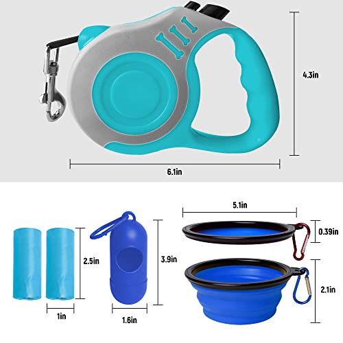 LIEVUIKEN Retractable Dog Leash Automatic Telescopic Tractor Dog Tape, Pet Tape 10/16 FT Durable and Convenient, with Folding Bowl, Dispenser, Rubbish Bags, Suitable for Small and Medium Dogs