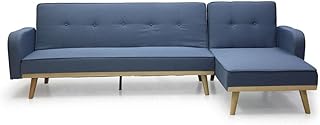 Multi Home Furniture Beige & Blue L Shape Sofa Cum Bed – Sofa Bed 3 Seater with Chaise