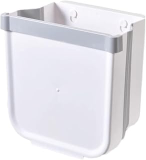 DZYHFCO Bote de basura de plástico montado en la pared para puerta de armario para colgar en la puerta del armario, basura al aire libre y hogar (blanco, L)