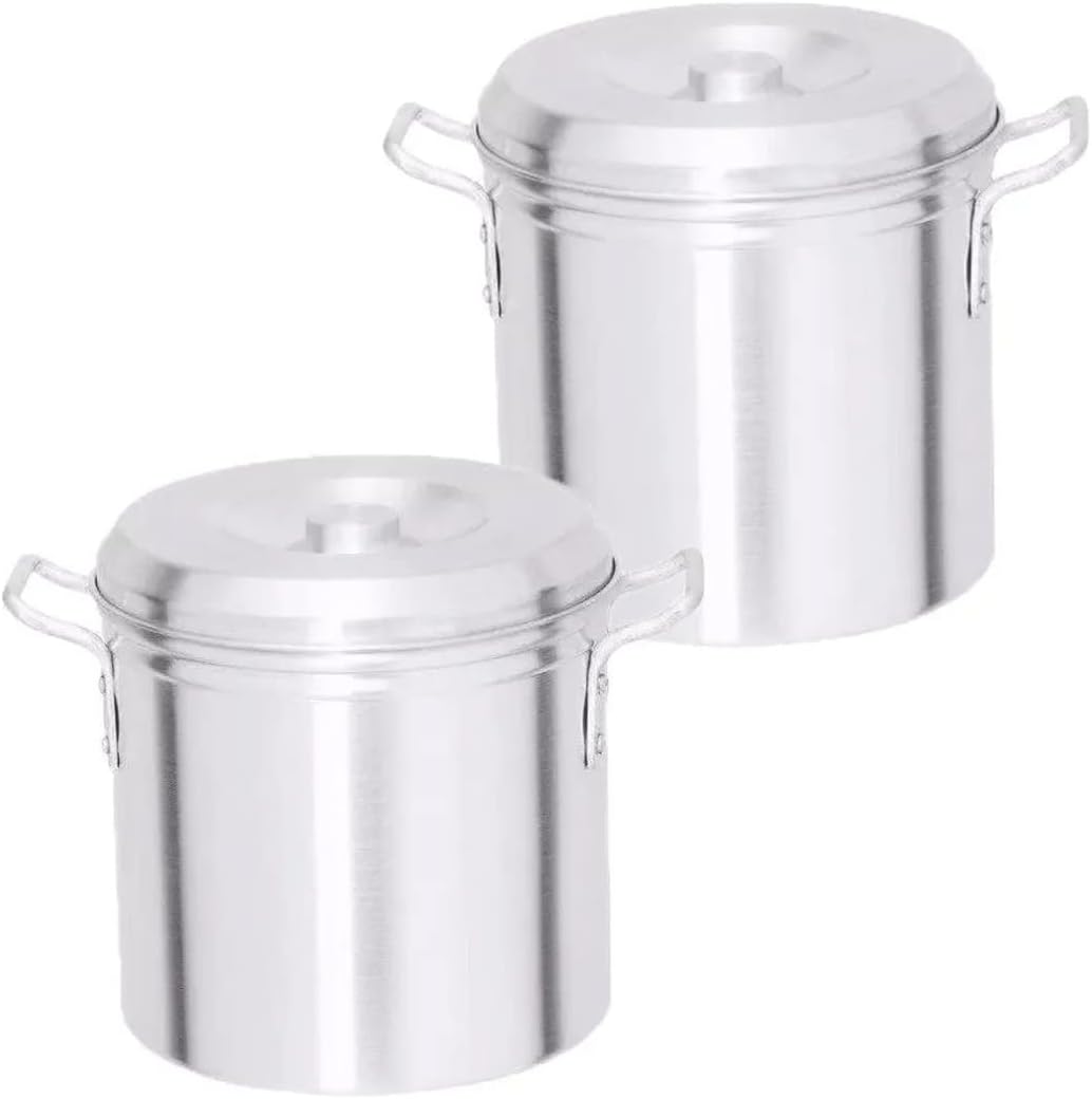 OkayShop Kit 2 Caldeirões Alumínio Grosso 30 Litros Prata co... - imagem principal do produto
