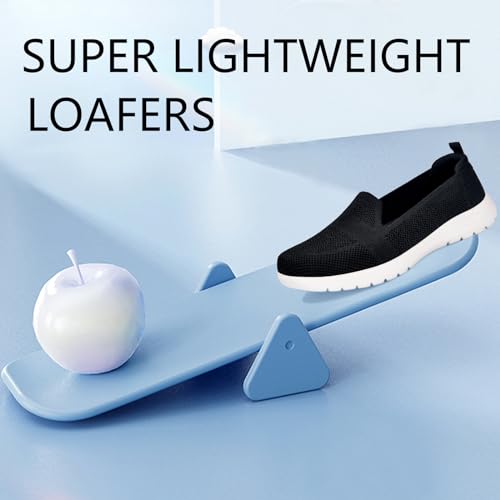 Image of Buyrew Loafers for Women - Comfortable Mesh Knit Slip On Walking Shoes with Arch Support - Dressy Business Casual Work Flats for Standing All Day - Lightweight Breathable Penny Loafers