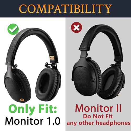 Almohadillas para auriculares SOULWIT para Marshall Monitor (1.0 Edition), almohadillas de repuesto con espuma de alta densidad - Negro CG miniatura 2