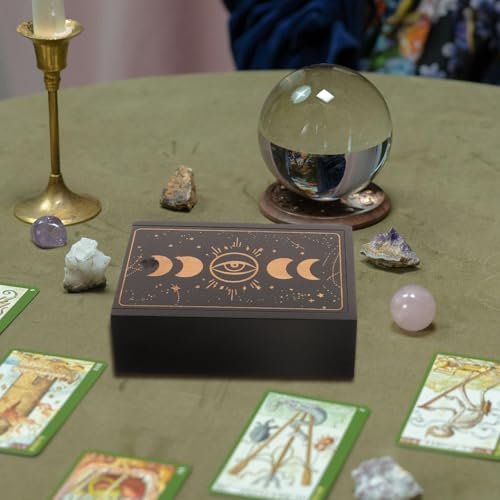 Caja de tarot negra con soporte resistente para proteger cartas de meditación 3