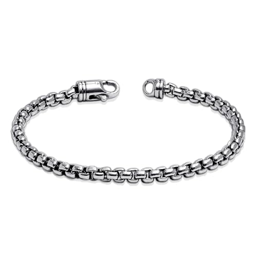 Image of TRUESILVER ACPL 925 Sterling Silver BIS Hallmarked Italian Oxidized Box Chain Bracelet for Men | Box Chain Biker Bracelet Jewelry Gift for Men (7.5, 8, 8.5, 9 Inches)