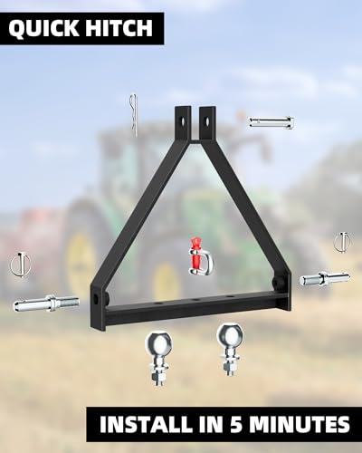 KYBOLT 3 Point Quick Hitch Category 1 with 2 Trailer Hitch Ball, Heavy Duty Receiver Suitable for Most Types of Tractors and Trailers