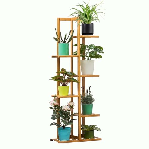 SRHIMEOS 6 Niveles Estanteria para Plantas Madera, Soporte para Macetas De Esquina, Estantería Alto para Flores, Escalera De Plantas Interior Exterior, para Patio Terraza Jardín Oficina