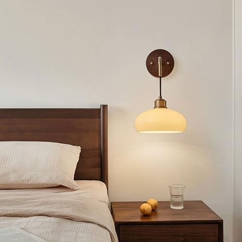 Applique murale verre et bois E27 réglable pour chambre - 3