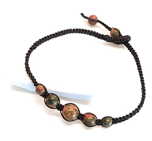 Infinityee888 Unakite Anklet Bracelet Macrame Braided Woven Wax Cord Adjustable Anklet For Men, Women, Teengirls -Nyakuk1 #TOP1