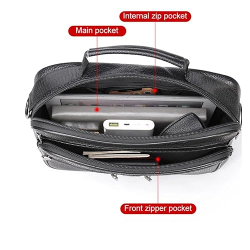 Briefcases Genuine Leather Shoulder Bag for Men Black Handbag for Men Business Office Messenger Bag(Coffee)4