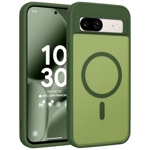 Coque Google Pixel 8 MagSafe verte qui évite les traces de doigts
