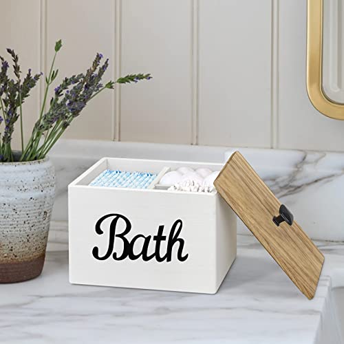 Tampon And Pad Holder Organizer For Bathroom, Decorative Bathroom Container With Lid, Bathroom Accessories Organizer Storage Box, Wood 3 Compartments Shark Week Tampon Storage With Removable Dividers #TOP4