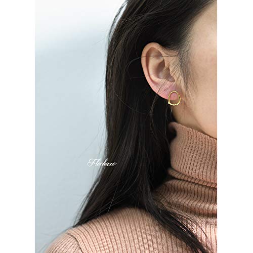 Flechazo Sterling Silver Oval Hoop Earrings- Small Irregular Round Hoop Earrings Hypoallergenic Earrings For Women Girls #TOP2