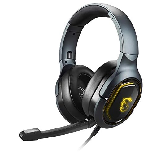 MSI Immerse GH50 7.1 Sonido Envolvente RGB Mystic Light Metal construcción Plegable Diadema diseño Auriculares para Juegos, Grande
