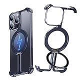 【πケース 角度調整スタンド】NIFBANG iPhone 15 Pro Max 用のフレームレスケース 金属バンパーケース リングマグネット搭載 アルミバンパー メタルいphone 15 Pro Max ケース 角度調整スタンド 縦横両対応 落下防止 米軍規格 耐衝撃 レンズ保護 四隅エアバッグ ミニマリスト薄型アイフォン15 プロマックス カバー グリップ感 かっこいい