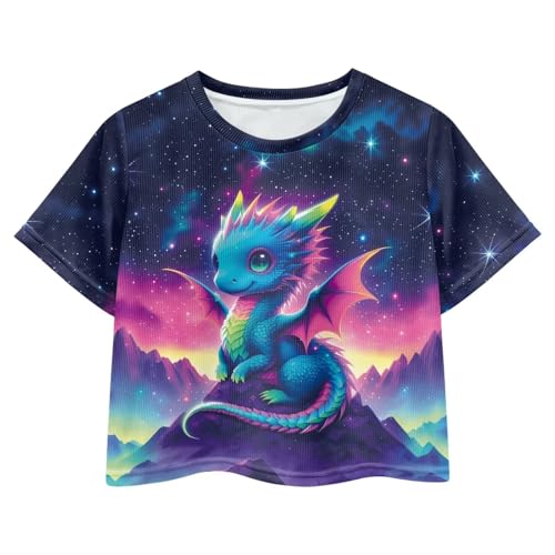 Image of Kids Crop Top Short Sleeve T-Shirts for Girls Size 5-14