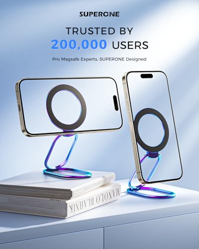 Image of SUPERONE [2025 Upgraded] Mag Safe Phone Ring Holder, Adjustable Magnetic Kickstand & Removable Phone Grip Compatible with Wireless Charging Only for iPhone 17 & 16 & 15 & 14 & 13 Series (Colorful)
