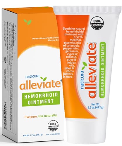 Naticura Alleviate Hemorrhoid Treatment Ointment - 100% Natural Fast-Acting Cream to Relieve Discomfort - Calms and Soothes Burning, Itching, Bleeding Fissures and Swelling
