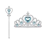 MKLVJOU Princess Dress up Costume Accessories for Toddler Little Girls Cosplay with Crown Tiara and Wand Costume Party Birthday Accessories (2 pcs, Blue)