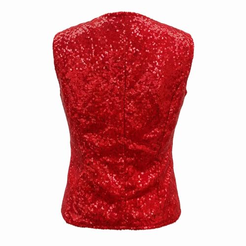 Hrwauag Women Sparkly Sequin Sleeveless Vest V Neck Full Zip Waistcoat Dressy Tops for Club Evening Event - image 5