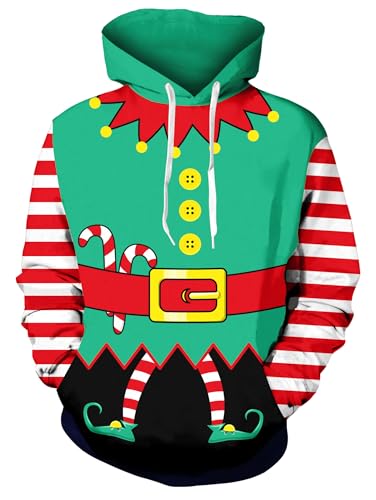 Ugly Christmas Hoodies for Men Women Xmas Funny Cool Sweatshirt Pullover With Pocket M-XXL