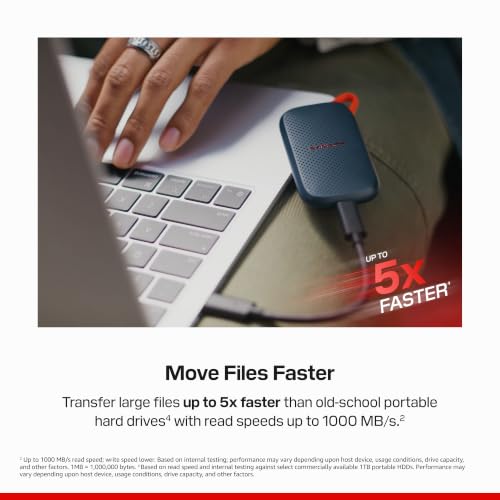 Sandisk 500GB Portable SSD, Up to 1000MB/s Read Speeds, Black (New Model) - Image 4