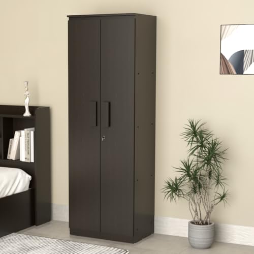 Image of Amazon Brand - Solimo Duo XS Engineered Wood 2 Door Wardrobe for Bedroom | Compact Clothes Storage Cabinet with Multiple Shelves | Space Saving Cupboard | 1 Year Warranty - Wenge