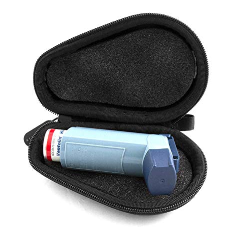 Casematix Snakeskin Asthma Inhaler Case with Clip on Carabiner for Safe Storage and Travel