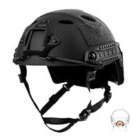Airsoft Helm PJ Mode Helme Leichtbau Taktische Schnelle Helm und Schutzbrille für Airsoft Paintball (Adjust+BK)