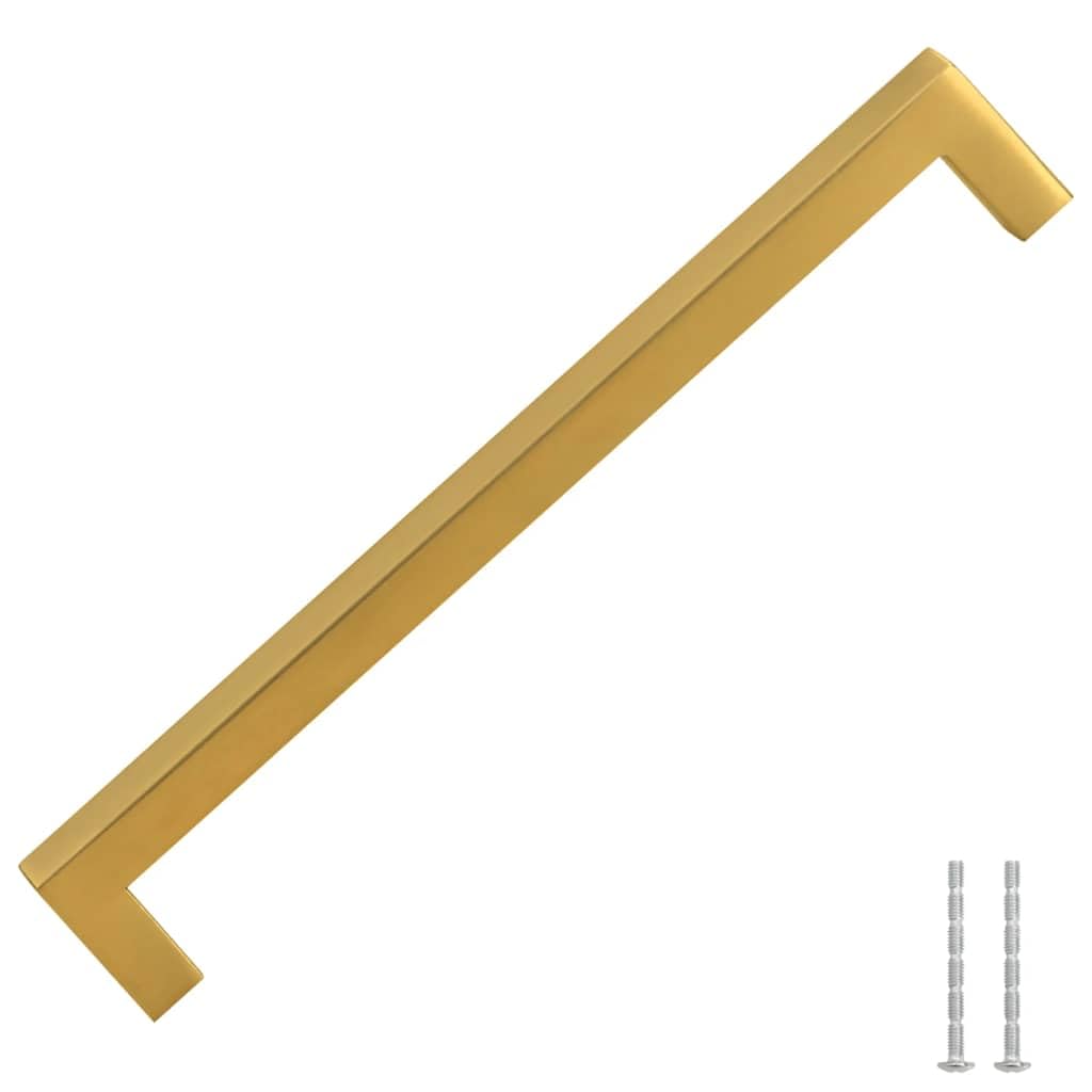 Złote uchwyty meblowe ze stali nierdzewnej, zestaw 5 sztuk, z odstępem otworów 192 mm, 204 x 12 x 35 mm, do szafy, szuflady, drzwi, komody, kuchni, łazienki