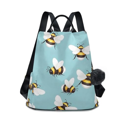 Mochila para mujer antirrobo con pompón elegante y cierre trasero seguro