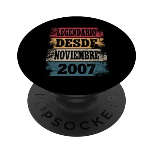 Legendario Desde Noviembre 2007 - Cumpleaños 17 Años PopSockets PopGrip Intercambiable