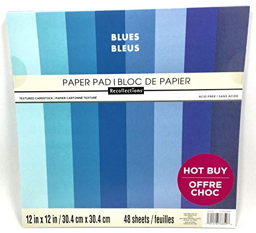 Bloc de papier cartonné 30,5x30,5 cm sans acide, feuilles double face Recollection's Blues