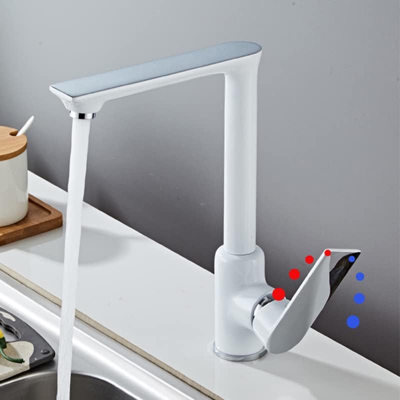Sink tap Kitchen Sink tap for Bar Farmhouse Commercial, Deck Mounted Kitchen taps, Hot and Cold Water taps, Basin Sink Tap Mixer, White Kitchen tap, Bathroom Basin