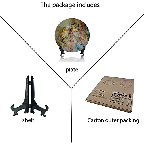 Kaxun Butterflies Decorative Plate Round Ornament Display Plate Wedding Gifts For Home Decor Porcelain Plates With Display Stand - 10 Inches #TOP4