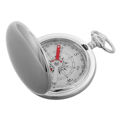 Brújula de bolsillo vintage estilo reloj plateada