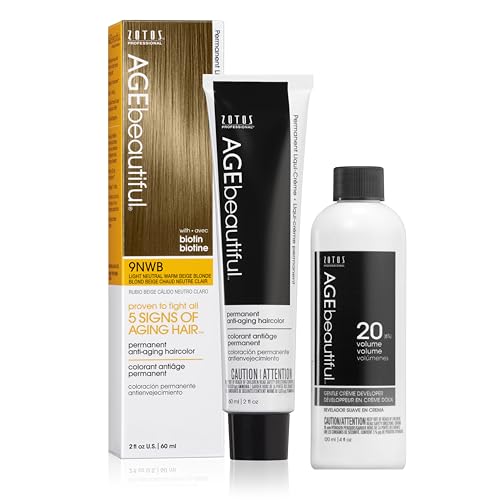 Image of AGE beautiful Permanent Hair Color Cream, 100% Gray Coverage Hair Dye with Biotin Anti-Aging Formula for Fuller, Thicker Hair, Professional Salon Quality