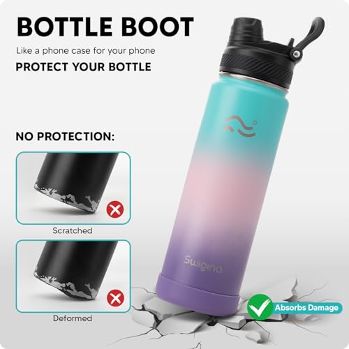 Image of Swigina Insulated Water Bottle with Boot (Keep 36 hrs Cold) BPA Free, 24 oz